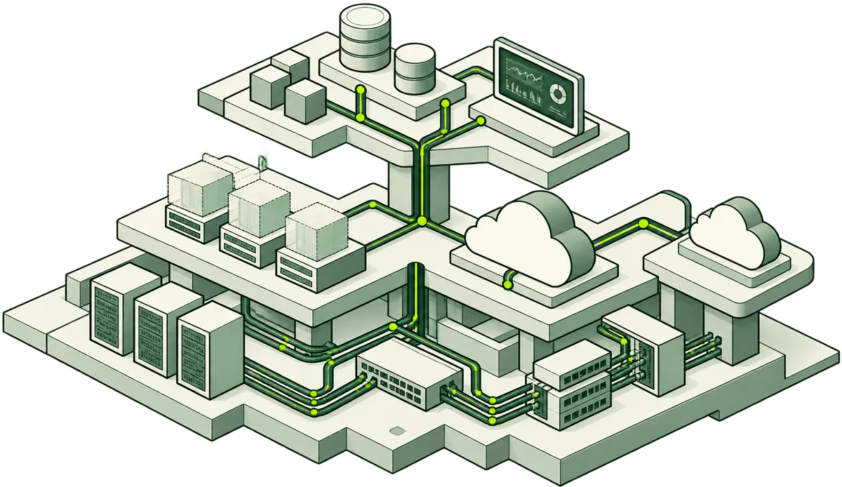 Representación de Infraestructura y nube, el área tecnológica que integra control de accesos.